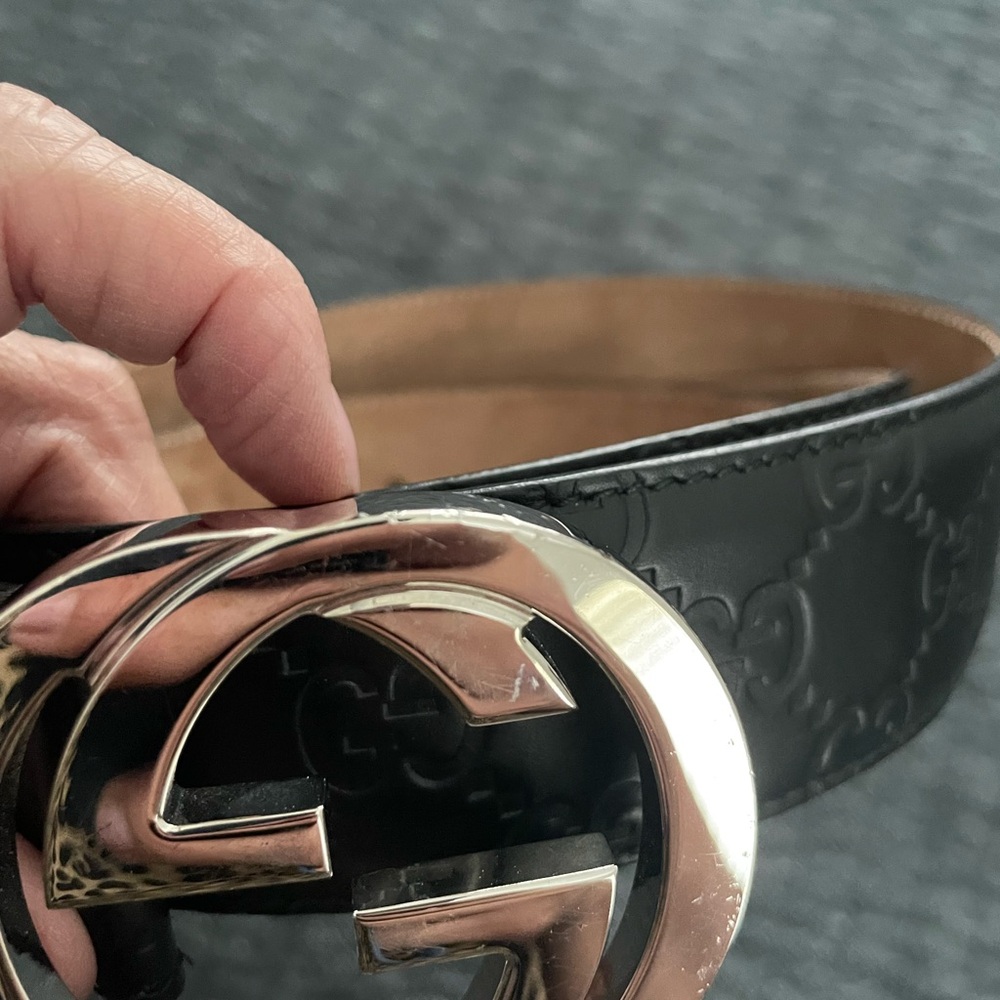 Gucci Black Signature Leather Belt with Silver G Buckle - Picture 13 of 13